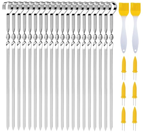 Grillspieße aus rostfreiem, 20 Stücke Grillspieße 30cm Schaschlikspieße,Grill Kabob, Grill kabob spieße Kebab spieße schaschlikspiesse Für Lagerfeuer
