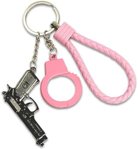 DWFEYOI, mini llavero de esposas de simulación, lindo mini llavero de esposas de simulación, regalo conmemorativo para niñas y niños, llavero portátil decorativo (plata) (B)