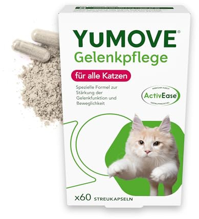 YuMOVE Condroprotector Gatos de 8 Semanas a 7 Años 60 Cápsulas Espolvoreables - 100mg Cada Cápsula Patente Pendiente Mejillón Labio Verde Para Gatos - Articulaciones Gato con Glucosamina & Condroitina