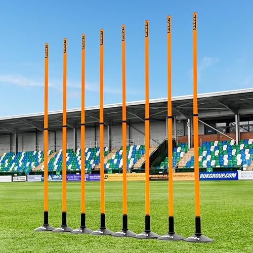 FORZA Teleskopiska slalomstänger | Justerbara 8-pack träningsstänger för sportborrar och smidighet – flera färger