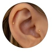 LunarCharm Juego de 3 Pendientes en forma de estrella de titanio con parte trasera plana de 18G, Piercings sin rosca para nariz, Pendientes pequeños para oreja, Joyería para Cartílago Tragus Concha