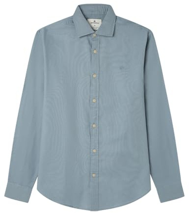 Springfield Structure Light Oxford Shirt with Tree Embroidery and NACAR Buttons Camisa Ligera, Azul, M para Hombre