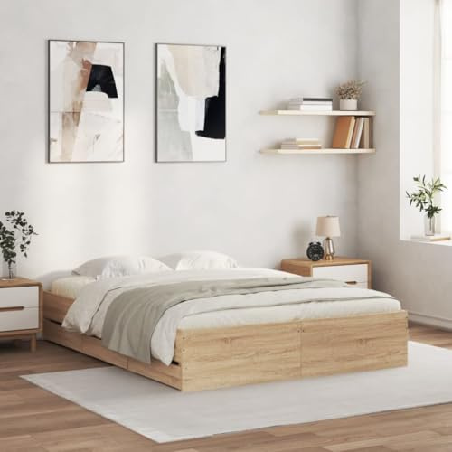 Emmtore Cama con cajones Madera ingeniería Roble Sonoma 150x200 cm