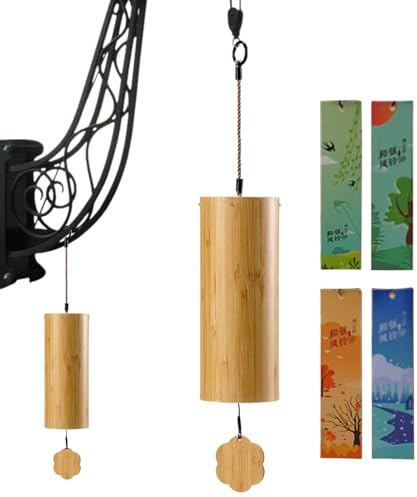 Timbre De Madera - Campanilla De Viento De Madera para Puerta De Ocho Tonos,Sonido Hecho A Mano para Entrada Comercial Hogar Patio