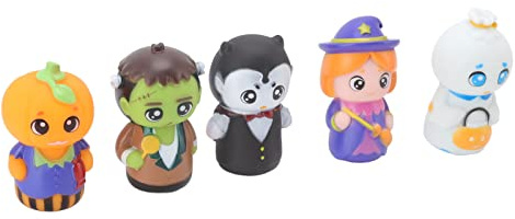 Aolidsive 5 St Halloween Fingerdockor, Tecknade Dockor i Mjuk Gummi, Interaktiv Lugnande Leksak för Barn Under Fester och Skolaktiviteter