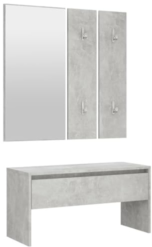 Roanoer Panca da corridoio con specchio e 2 appendiabiti, 80 x 30,5 x 40 cm, per scarpe, vestiti, set da guardaroba moderno per corridoio, camera da letto a