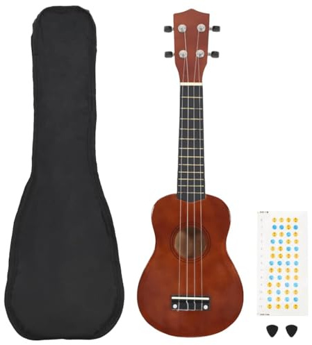 LoogCape Ukulélé soprano pour enfants et adultes avec sac en bois foncé 58,4 cm, instrument à cordes léger pour débutants, idéal pour les cours de musique, la scène et le studio