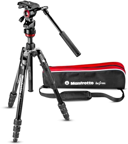 Manfrotto Travel Befree Live Aluminium Tripod Twist, Video Head, Black, compact (MVKBFRT-LIVEUS)