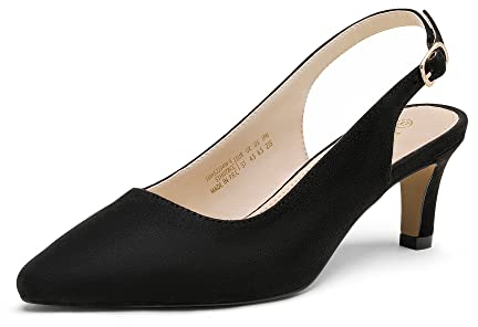 DREAM PAIRS Womens Slingback Sandals Pumps Pointed Toe Dress Party Court Shoes Ladies Kitten Heel Wedding Shoes SDHS2234W-E,Size 6,Black/Suede,SDHS2234W-E