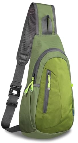 TITECOUGO Rucksack for Men Backpack Shoulder Bag Sling Small Bag Women Gym Bags Cross Body Running Work Healthy Back Chest Pouch Backpacks Daypack Camp Day Packs Sports Lightweight Army Green