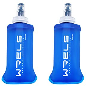 WRELS 2 Packs TPU Soft Flask Portable Collapsible Running Lightweight Water Bottle 150ml Energy Gel Flask for Outdoor Sports,Travel with Mouthpeice Cover(150ml-2 Packs)