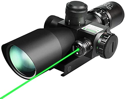 CVLIFE 2.5-10x40 Dual Illuminated Mil-dot Scope with Green Laser, Free 20mm Mount