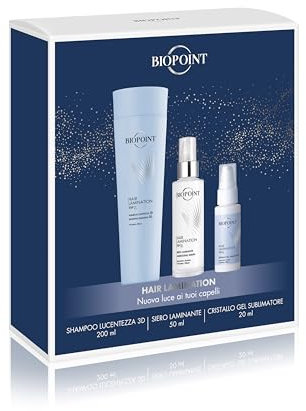 BIOPOINT - Hair Lamination Kit Laminazione Capelli, contiene Shampoo Lucentezza 200 ml + Siero Laminante 50 ml + Cristallo Gel Sublimatore 20 ml