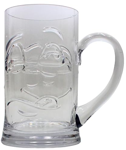 Dekohelden24, beer, drinking glass with face, before-after, in gift packaging, size: H/diameter 14 x 8 cm, capacity approx. 500 ml, 14 cm