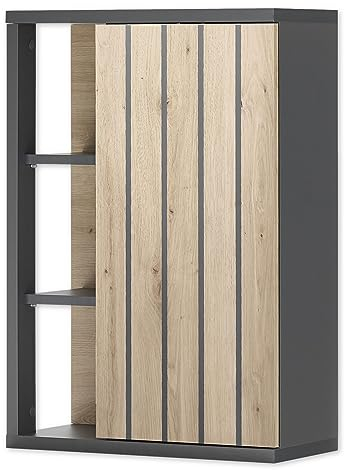NIZZA Badezimmer Hängeschrank in Graphit, Artisan Eiche Optik - Badezimmerschrank Bad Schrank mit viel Stauraum - 50 x 72,5 x 23 cm (B/H/T)