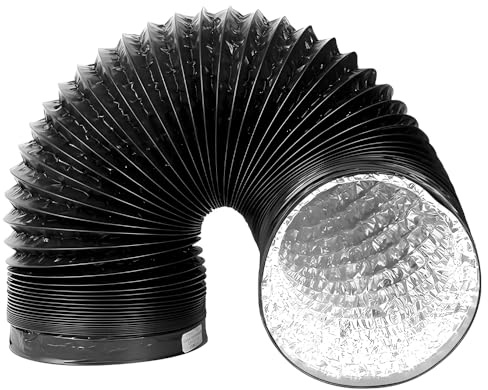 100MM Flexible Ducting 3M, Aluminum Foil Heater Duct, Three-Layer Thickening Black PVC Lightproof Vent Hose for Extractor Fan, Grow Tent, Tumble Drier, Cooker Hood