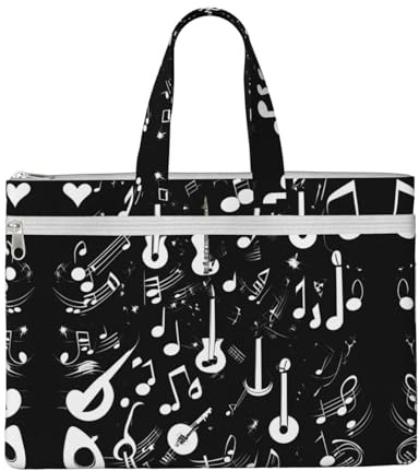SDEGTHO Music Symbols Love Zippered Document Bag With Handle For Carrying Paper Files Books Filing Folder