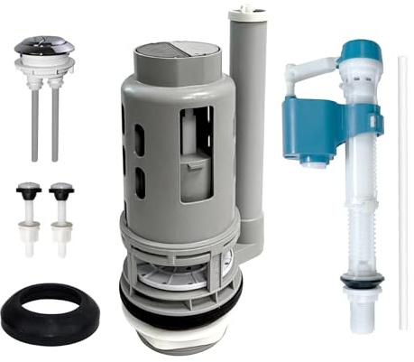 Ulinlo Pouly 3-Inch Dual Flush Valve Replacement Kit for 2-Piece Toilet - Fits Glacier Bay, Aquasource and Most Universal. Includes 8.2” Flush Valve, Fill Valve, Button, Gasket, Bolts