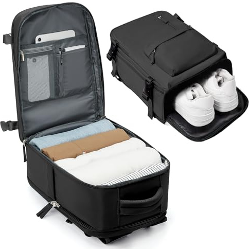 BJLFS Borse da Cabina per Ryanair 40×20×25 Bagaglio a Mano Easyjet Borsa Zaino da Viaggio, Zaino da trekking,Zaino Casual per laptop,Nero leggero