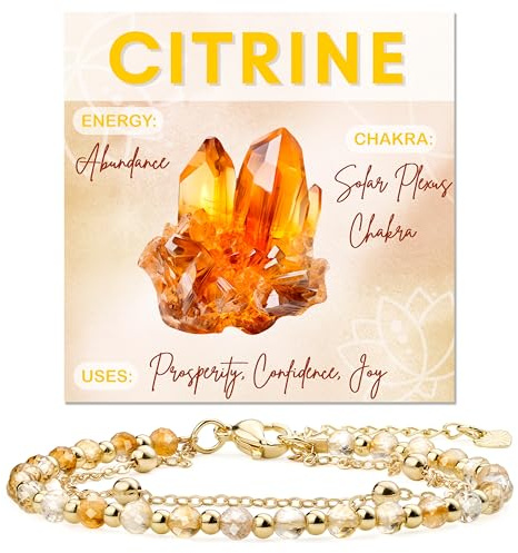 Farfume Citrino Bracciale Pietre Naturali per Donna Perle in Pietra Naturale da 4mm Gemme Lavorate a Mano Gioielli Ideale Regalo