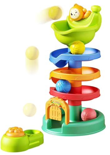 Jeu de Chute de Balles - Jouet Tour de Balles pour Bébé Apprentissage Précoce,Jeu d'Empilement et Reconnaissance des Couleurs pour Bébés dès 18 Mois