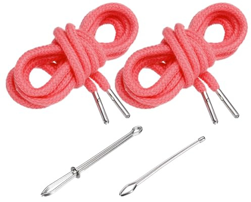 PATIKIL Drawstring Cords 130cm / 51 Inch, Watermelon Red, 2pcs | Replacement Draw Strings, with 2pcs Easy Threaders, for Shorts Pants, Jackets, Coats, Sweatpants, Hoodie
