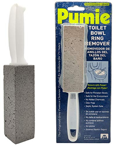 PUMIE Pumice Stone Toilet Bowl Cleaner (1-Pack) - Heavy Duty Scouring Stick for Toilet - Pumice Stone for Cleaning Rings, Bowls, Hard Water Stains, Lime, Rust, Sink - Includes Handle for Easy Use