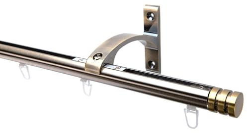 DécoProfi Gardinenstange Innenlauf 1-läufig Set Ø 20 mm Antik-Messing Langer Träger I Länge: 320cm Aluminium für Wandmontage I Als Gardinenschiene & Vorhangstange geeignet