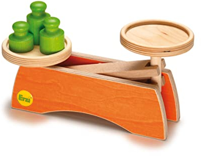 Erzi 10531 Waage aus Holz, Kaufladenartikel für Kinder, Kinderküche, Rollenspiele