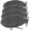 Atmosphera Lot de 4 galettes de chaises Rondes avec Attaches - Diamètre 38 cm -Matelassées & 100% Coton - Coloris Gris Anthracite