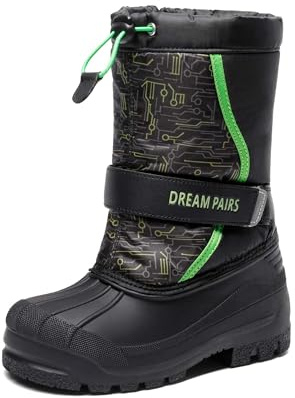 DREAM PAIRS Kids Bambino Bambina Stivali da Neve Impermeabile Invernali Stivali Caldi Foderati in Pelliccia Sintetica per Ragazzi e Ragazze,Size 37.5,Nero/Neon/Verde,KAMICK