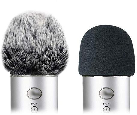 YOUSHARES Filtre Anti Pop Mousse en Bonnette Pare-Brise Fourrure pour Blue Yeti Microphone, Blue Yeti Pro Micro Anti Vent Bonnet (2 Packs)