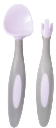 b.box Baby Besteck Set - Leicht zu Greifende Griffe, Reiseetui, Einzigartiges Gabeldesign | Entworfen von Ergotherapeuten | Spülmaschinenfest | Ab 9 M