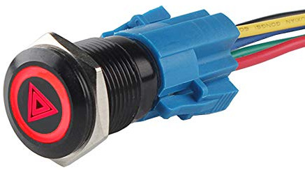 ETOPARS Noir Coque 19mm Interrupteur à Bascule Bleu LED 12V 3A Bouton Poussoir Voiture Métal Interrupteur Urgence Danger Attention étanche Prise de Courant