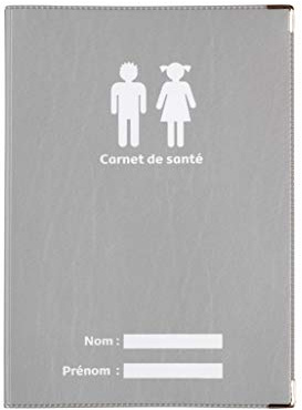 Protège carnet de santé Gris argent fabrication Française simili cuir renfort métal aux angles porte étui enfants adultes