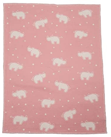 David Fussenegger [W2023/02] Lena 100% Baumwolldecke Nashörner (GOTS) rosa, 100x75 cm