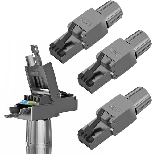 RedStar24 RJ45 Stecker Werkzeuglos CAT 7 CAT 8 Netzwerkstecker für Verlegekabel CAT8 CAT7 CAT6a LSA Feldkonfektionierbarer LAN Crimpstecker Geschirmt bis 40 Gbps 2000MHz 4 Stück