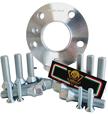 IGP 2 Distanziali Ruote 12 mm Compatibili Con Bmw Serie 5 Type E12 E28 E34 E39 E60 E61 pcd 5x120 mozzo 72,6 + Bulloni M12 x 1,50 M Sport Performance X drive (20 mm)