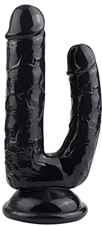 Crystal Silicone Double Dildo,Realistic Sex Toy Penis Replica with Strong Suction Cup, Big Dong Anal Dildo Strap-on,Transparent Prostate Massager Double Stimulation (Black)