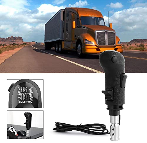 Aikeec USB Shifter Knob, 18 Gänge Schalthebel für Euro Truck Simulator 2 ATS ETS2, Truck Driver Schaltknauf für Logitech G29 G27 G25 G920 G923 THRUST MASTER TH8A - Schwarz