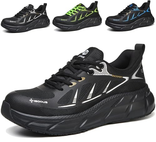 Zapatos de Seguridad para Hombre Mujer Punteras de Acero Ligeros Negro 39
