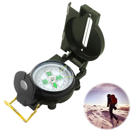 Kompass Tragbarer Kompass - Wasserdichter Metallgehäuse Scout Marschkompass mit Tasche für Outdoor Aktivitäten wie Camping Wandern