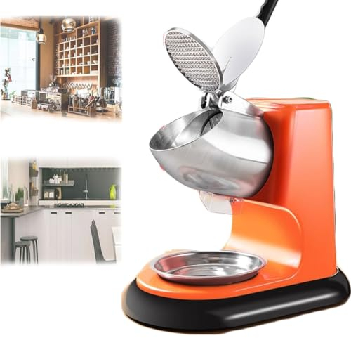 Broyeur à glace à six lames en acier inoxydable, machine à cône de neige commerciale et domestique de 350 W, capacité de broyage de glace de 143 lb/h et vitesse de 1 400 tr/min, couvercle de protectio