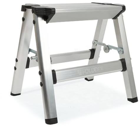 FOLDDEX Foldable Step Stool | Metal Folding Step Stool, 330 lbs | Ultralight Aluminum, Anti-Slip & Secure Lock Design, Small Stool for Adults, Kids, Seniors | Home, Kitchen, Outdoor | Heavy Duty