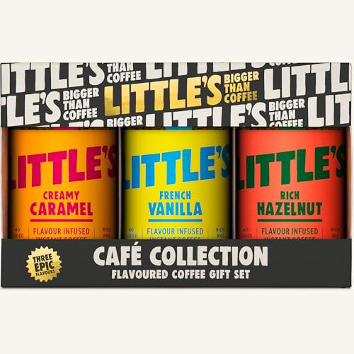 Little's Flavoured Instant Coffee Gift Set, 3 Pack (50g x 3) - Flavours: French Vanilla, Rich Hazelnut, Creamy Caramel - Vegan Friendly, Low Calories, No Added Sugar