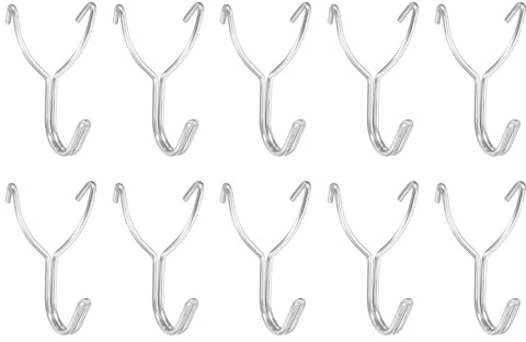 sourcing map 10Pcs Pegboard Hooks, Stainless Steel 1.4 Inch Spacing Peg Board Display Hook Metal Hanging Organizer Accessories for Garage Office Kitchen Store, Silver