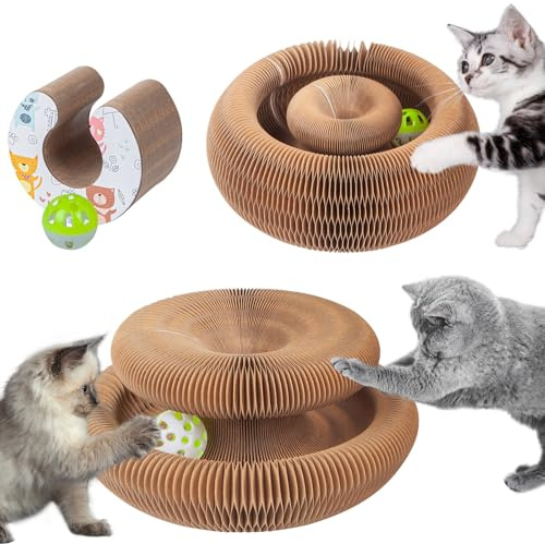 WAQIZCXZ Giocattoli tiragraffi pieghevoli Magic Organ per gatti, pad per graffiare a fisarmonica con palla, giocattolo interattivo riciclabile Kitty Kurlz per gatti domestici e gattini