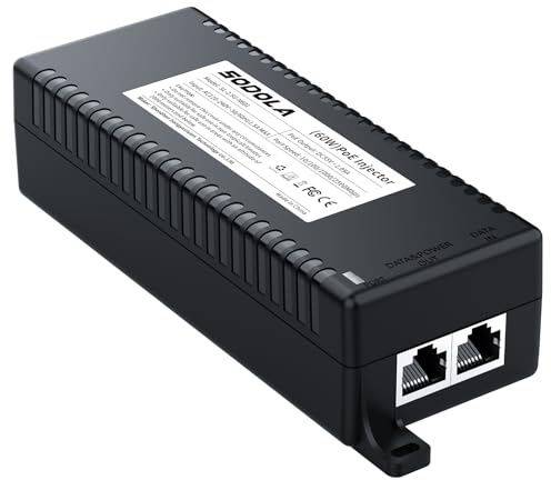 Sodola Injecteur PoE 2,5 Gigabit, Adaptateur Non PoE vers PoE 100/1000/2500 Mbps, fournit PoE (15,4 W) ou PoE+(30 W), PoE++(60 W), Plug & Play, Montage sur Bureau/Mural, Distance jusqu'à 100 mètres