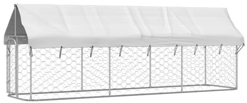 Chenil Extérieur avec Toit pour Chien, Chenil d'Extérieur Enclos Cage pour Chien Métal 400x100x150 cm