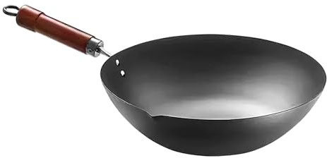 Järnpanna, japansk stil matlagningsgryta, 53 x 32 cm obelagd non-stick stekpanna, jämn värmefördelning, bärbart trähandtag för elektrisk spis, induktionshäll, restaurang, camping